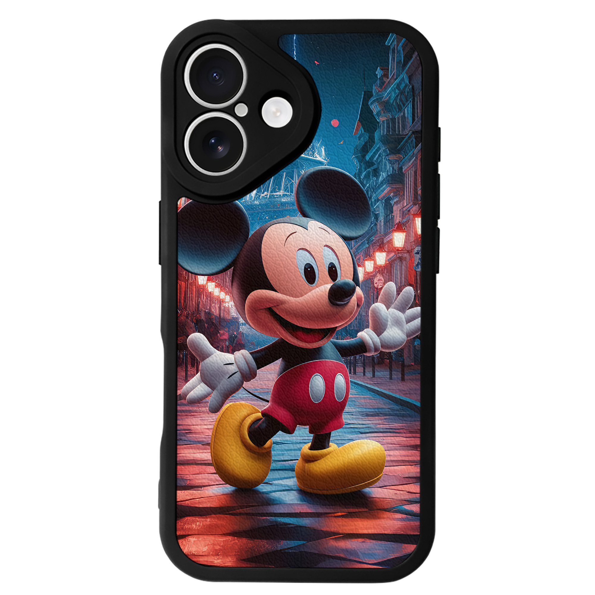 （画像用） ミッキーマウス Mickey Mouse 【iPhone 16シリーズ対応】シリコンスマホケース（レザー調） 材質：シリコン